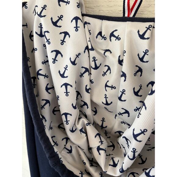 Intapop Women’s Navy Zip Up Hoodie w/ Anchor Lining XL/XXL Nautical Sweatshirt - Picture 5 of 7